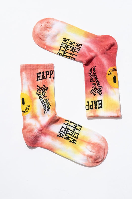 Smile-Dye Unisex Tie-Dye Seamless Tennis Socks - Be Positive